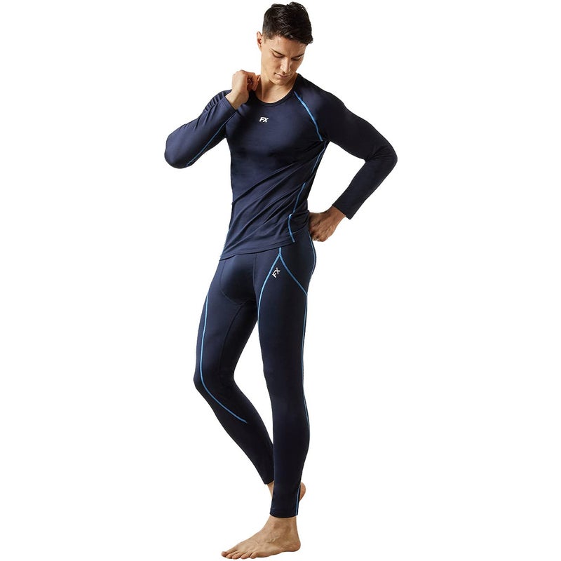 FITEXTREME MAXHEAT Mens Thermal Underwear Long Johns Set with Fleece Lined Navy XL - Image 2